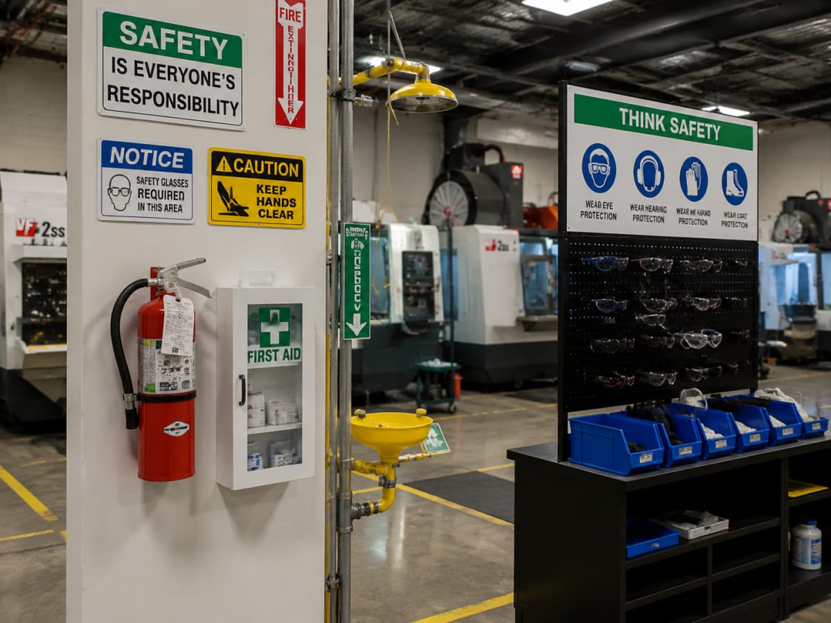 cnc factory safety equipment signage workshop new