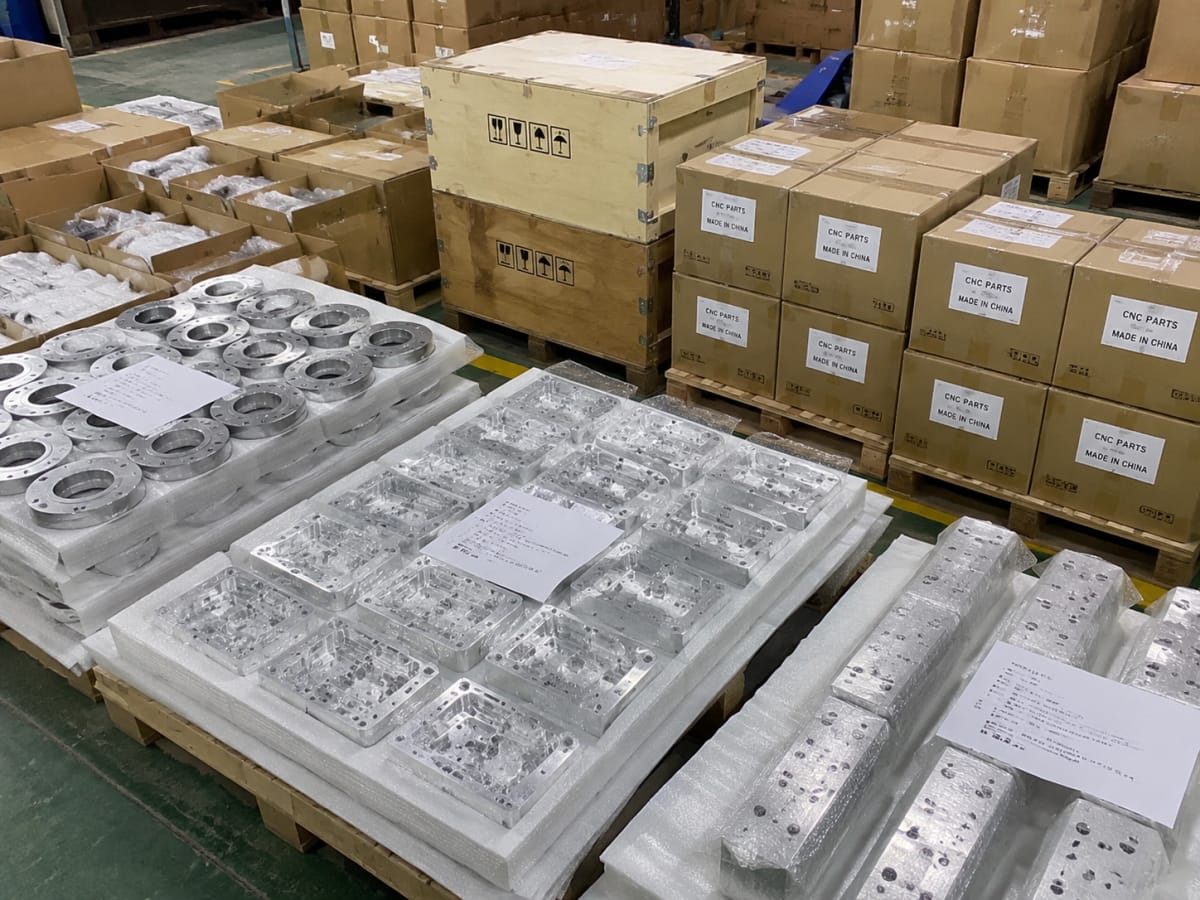 cnc finished parts organized shipping packing area new